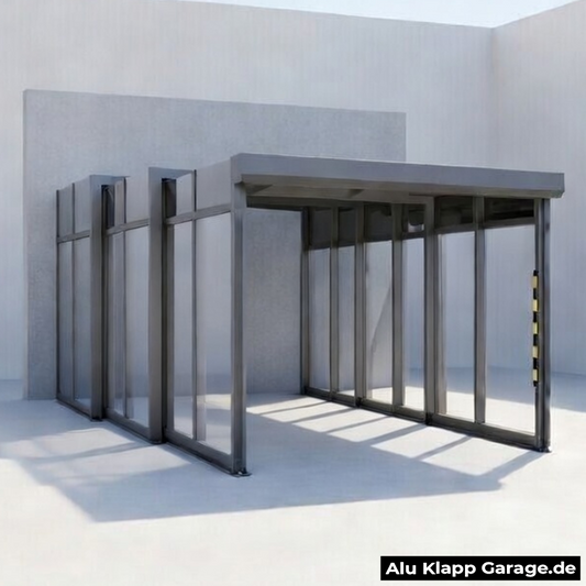 Aluminium-Glas Faltdach-Garage | Anthrazit