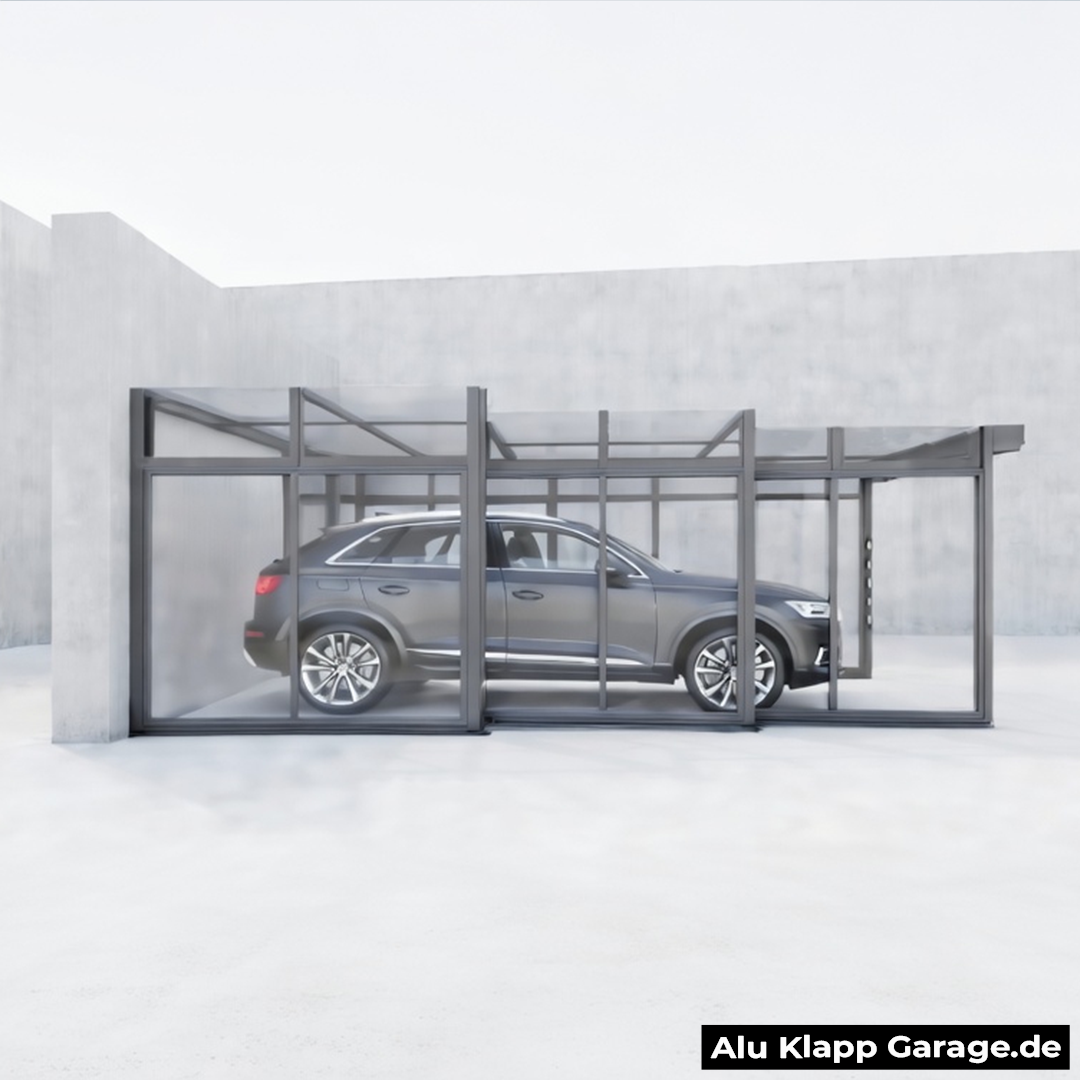 Aluminiumglas Faltgarage | Silber