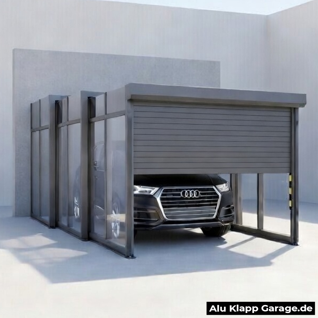 Garage de voiture pliable en verre et aluminium | Anthracite