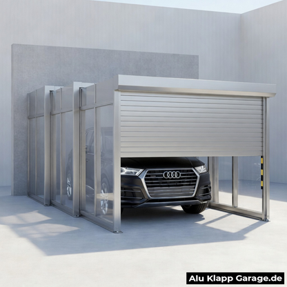 Aluminiumglas Faltgarage | Silber