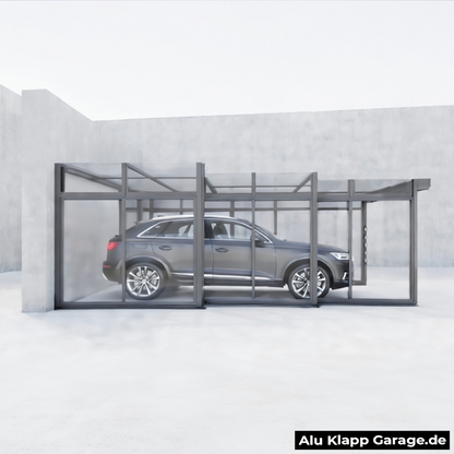 Aluminiumglas Faltgarage | Silber